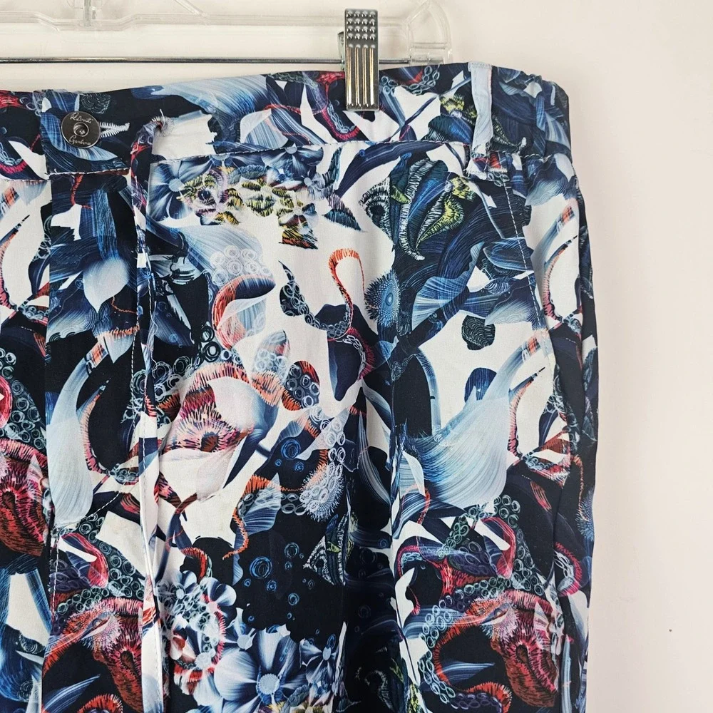 Robert Graham Mens Octopus Floral Print Swim Trunks 38 Blue Red Tropical